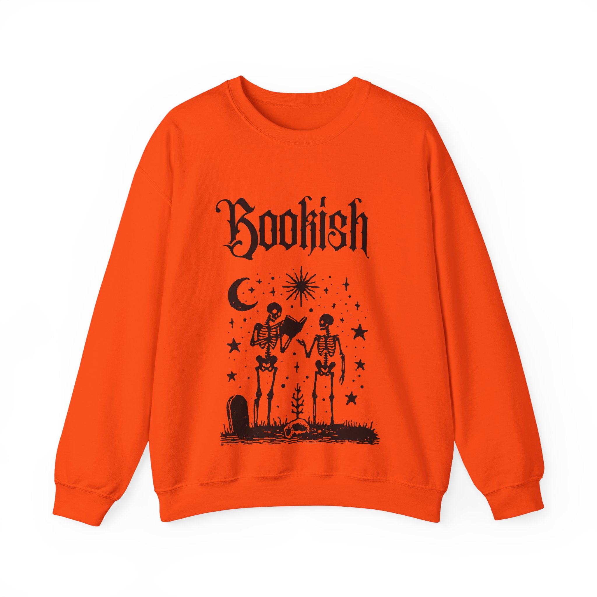 Bookish Crewneck Sweatshirt — "This book is spooktacular" Skeleton Reading Graphic