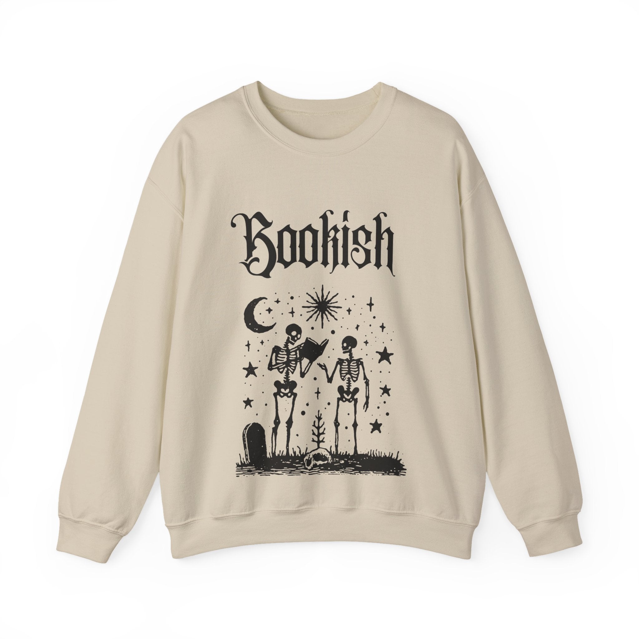 Bookish Crewneck Sweatshirt — "This book is spooktacular" Skeleton Reading Graphic